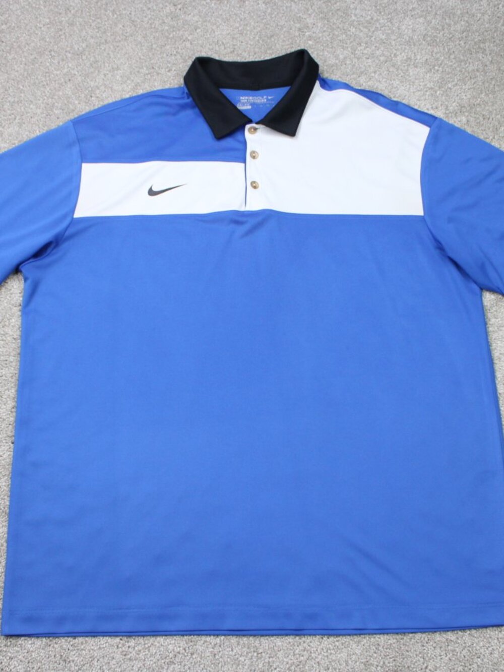 Nike Golf Polo Shirt Mens 2XL XXL Blue Colorblock Tour Performance Dri-Fit S/S
